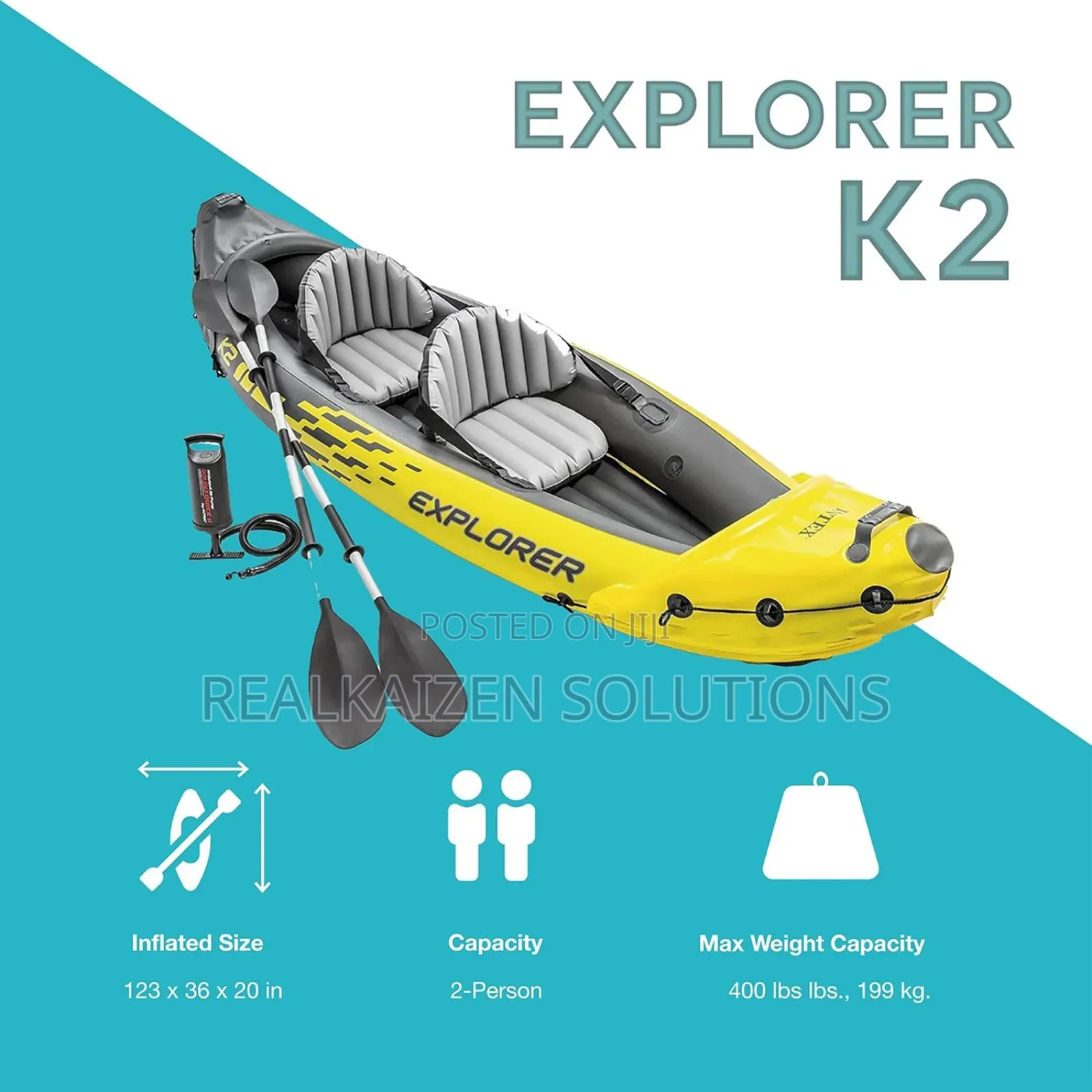 Intex Explorer 2-Person Inflatable Kayak Boat Set