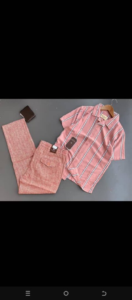short-sleeves striped casual shirt